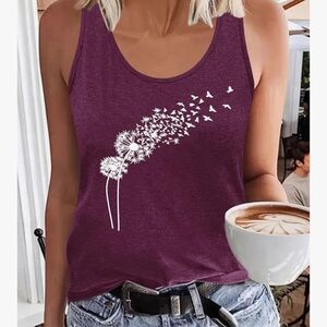 Women's Purple Dandelion Tank Top